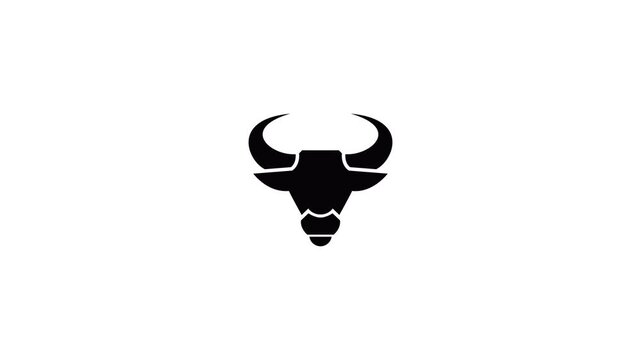 Animation image of a bull identity logo of a national conservation park. Big and strong bull mascot concept for a rodeo show.