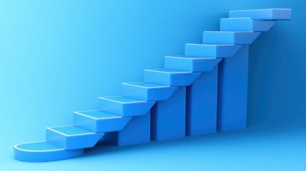 Blue Geometric Staircase with Gradient Background