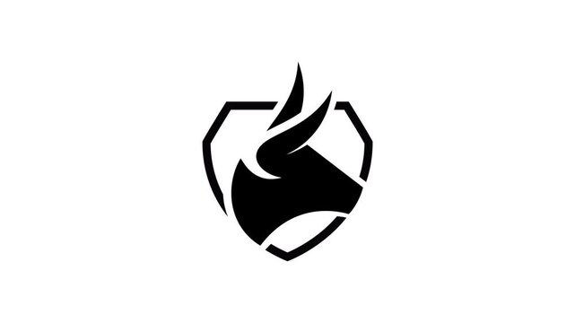 Animation image of a bull identity logo of a national conservation park. Big and strong bull mascot concept for a rodeo show.