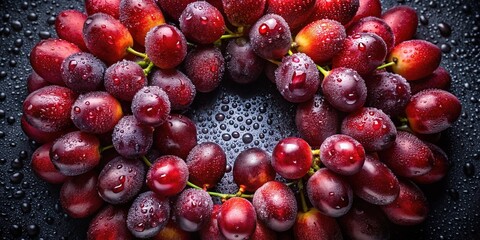 Top-Down View of Water-Drizzled Grapes