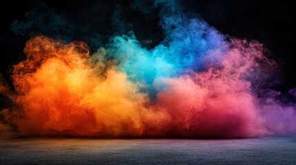 Colorful Smoke Explosion on Black Background