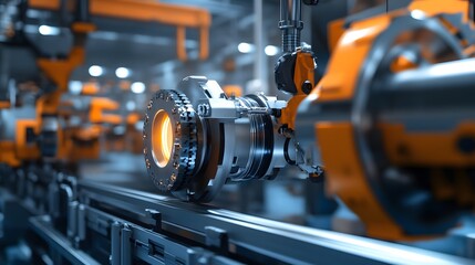 Fototapeta premium Electric wheel grinding on steel structure in factory. 