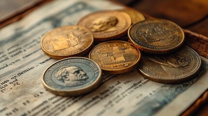 retro banking scene with businessmen documents and vintage coins symbolizing traditional financial transactions.stock image
