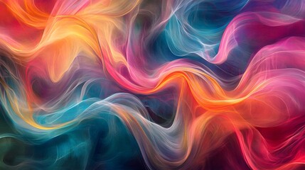 Obraz premium Gracefully swirling ribbons of color intertwining softly creating a serene dynamic flow