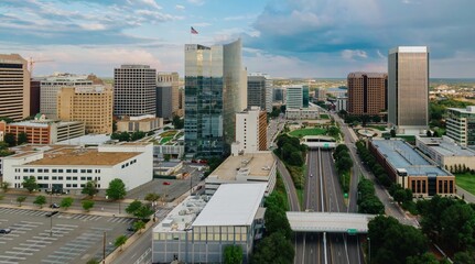 Downtown city skyline of Richmond, Virginia, United States.