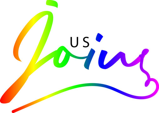join us text, Join us. Modern calligraphy. Handwritten text, gradient text vector