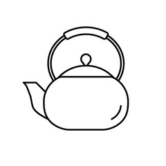 Teapot , kettle, tea kettle line icon isolated on white background. Vector illustration.