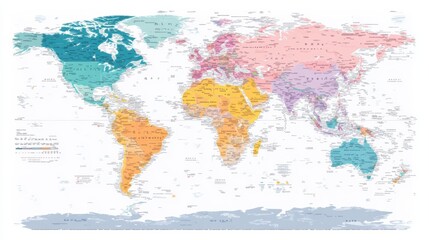 Detailed World Map Vector Drawing for Creative Use