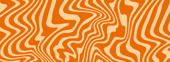 Retro caramel color liquid texture. Salted caramel dessert background. Wavy swirl candy pattern for poster, cover, banner, pamphlet, flyer. 60s or 70s style retro sweet nougat hippie wallpaper. Vector