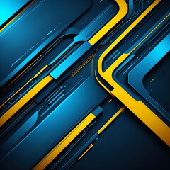 Obraz premium Abstraktion Eine gelb-blaue Techno-Fantasie 1х1. Hintergrund für das Design 6.
