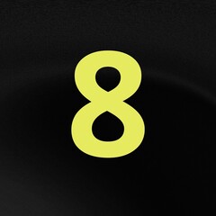Number eight on black background