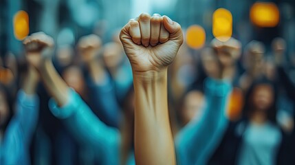 stand together with fists raised high in powerful gesture of solidarity and determination symbolizing their collective struggle for equality and justice.illustration