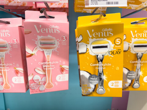 Venus by Gillette shave razors for women on display.