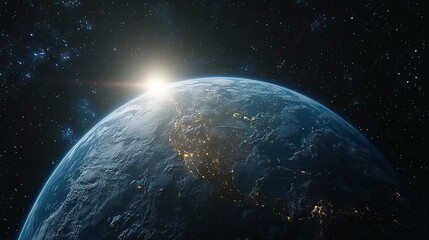 Obraz premium stunning view of earth from space showcasing the planets natural beauty amidst the vast cosmos.image