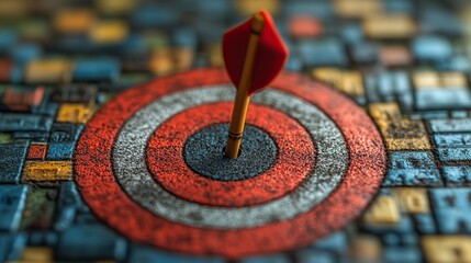 successful real estate sales concept featuring symbolic arrow hitting the bullseye on target representing the achievement of sales goal in the perfect location for house.image