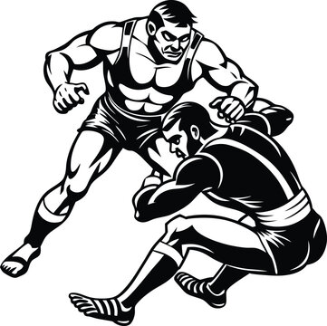 recommend clip art: wrestling silhouette vector design illustration on white background eps10