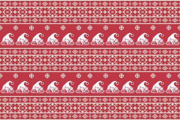 Christmas and New Year pixel art pattern in white and green with Nordic snowflakes for winter hats.Christmas Tree pattern design for fashion textiles,knitwear,graphic,carpet,wallpaper,sweater,scarf
