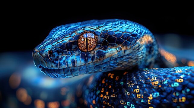 template design of python programming concept with snake and code snippets.stock image