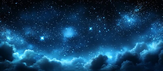 Night sky filled stars clouds dark blue are in the Milky
