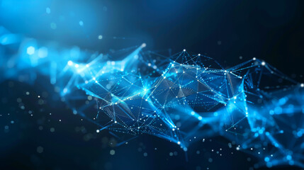 Abstract futuristic - Molecules technology with polygonal shapes on dark blue background