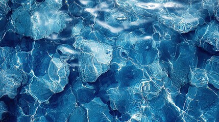Obraz premium top view of clear blue pool water texture in vertical story format showcasing ripples and reflections.stock image