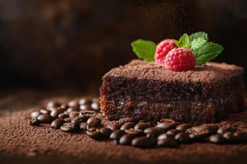 Chocolate Cake with Raspberry and Coffee Beans