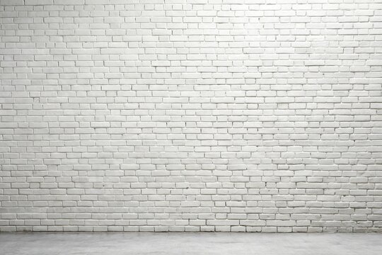 Fototapeta Empty white wall with white brick background in long shot