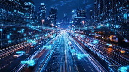 Smart City of the Future : A city powered by AI, with robots managing traffic, infrastructure, and health services