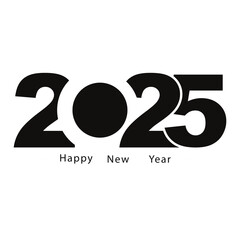 New Year 2025 Symbol, 2025 Happy New Year Text Design Black, It Can Use The Calendar, T shirt Design, Wish Card, Poster, Banner, Print and Digital Media, 2025 Vector