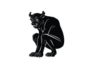 Gargoyle Silhouette – Creepy Gothic Figures for Halloween Design Projects