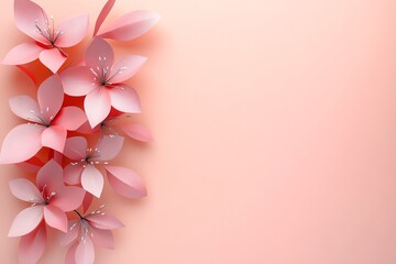 Fototapeta premium Delicate Pink Paper Flowers on a Soft Background