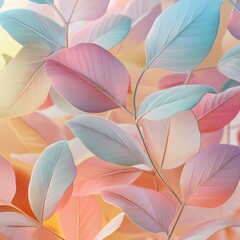Fototapeta premium Tranquil Pastel Leaves - Serene 3D Illustration for Wellness and Beauty Concepts