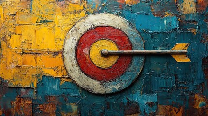vibrant abstract art with central circular target symbolizing marketing focus and precision.illustration