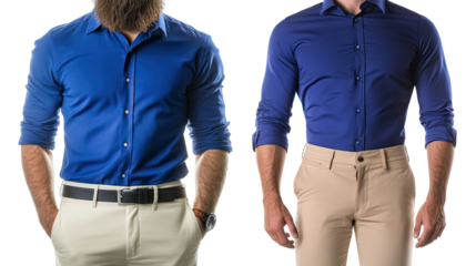 Handsome Young Bearded Men in Blue Shirts & Chinos Generative AI