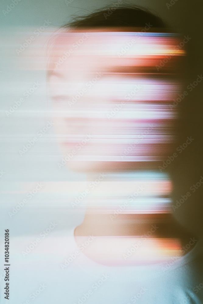 Aufkleber abstract portrait with colorful digital glitch effect