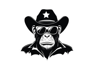 Cowboy Grumbling Gorilla Silhouette Collection – Wild West Gorillas with Hats and Sunglasses