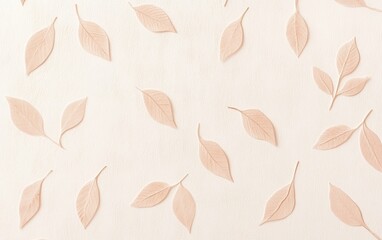Neutral Leaf Pattern on Textured Background with Subtle Elegance in Minimalist Design