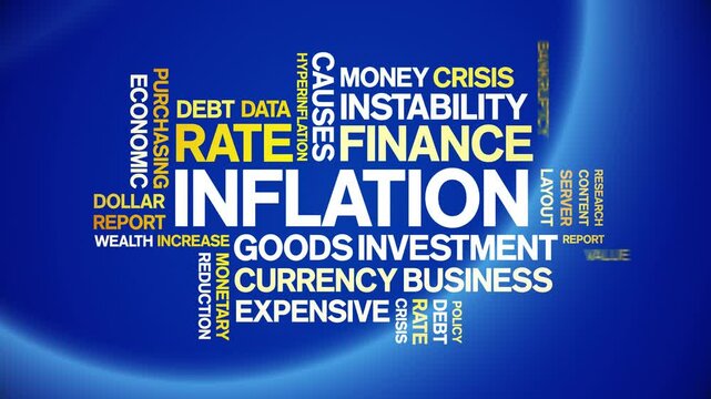 inflation animated word cloud;text design animation tag kinetic typography seamless loop.