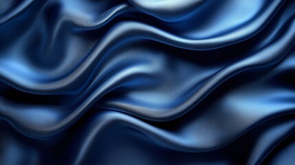 Obraz premium Elegant navy blue satin fabric with gentle folds creates a sophisticated background for Christmas and holiday-themed designs, perfect for cards and invitations.