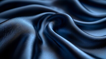 Fototapeta premium Luxurious deep navy satin fabric with elegant draping, perfect for Christmas and holiday-themed designs, including cards, banners, and elegant decor.