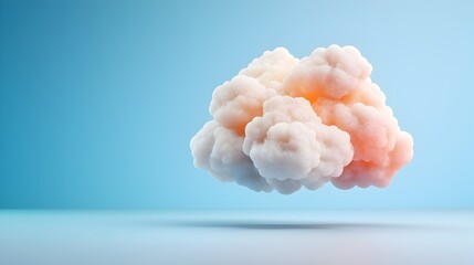 3D rendered of a glowing cloud icon with interconnected server nodes in a soft two tone color palette representing the concept of hosting infrastructure and data network technology