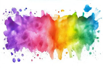 Obraz premium Vibrant watercolor splash in rainbow colors, white isolate background.