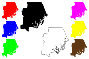 Campbell County, State of Tennessee (U.S. county, United States of America, USA, U.S., US) map vector illustration, scribble sketch Campbell map