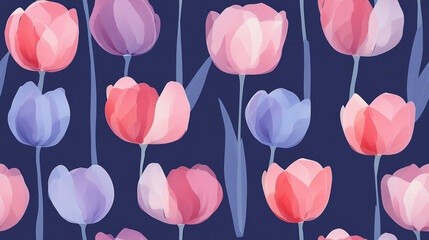 an abstract pattern of tulip on blue background