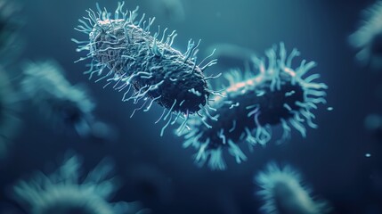 Fototapeta premium Ancient microbes under microscope reveal intricate cellular structures, showcasing their mysterious and ancient nature, ideal for scientific and educational content.