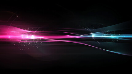 Naklejka premium renewable energy flow: an abstract futuristic design with glowing lines in magenta and cyan, representing vibrant solar and wind energy