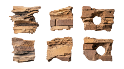 Isolated Broken Brown Brick Walls With Holes Generative AI