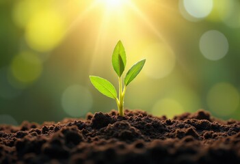 New Life Sprout Growing In Soil