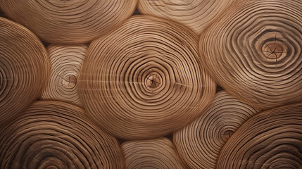 Fototapeta premium A textured backdrop showcases intricate circle patterns and rustic wood grain, providing a warm and natural aesthetic ideal for enhancing creative projects or ambient spaces