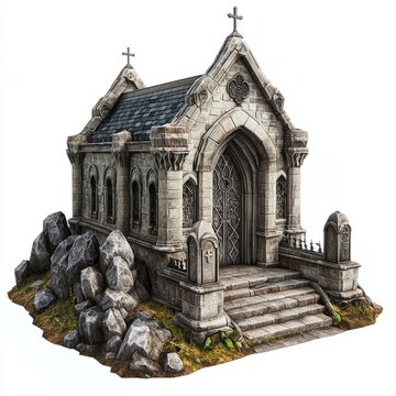 stone gothic chapel on rocky terrain clip art preview
